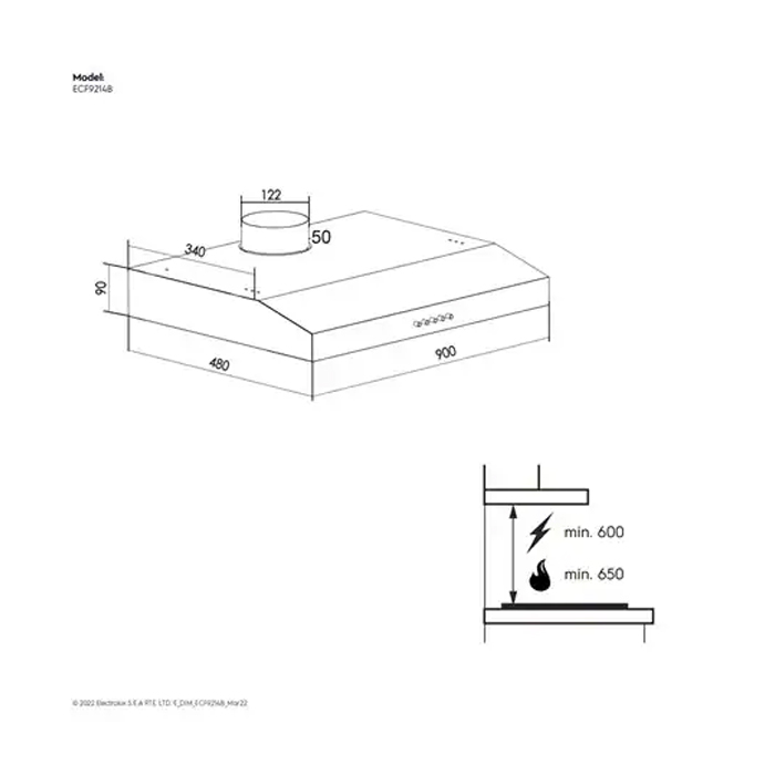 Electrolux Cooker Hood Slimline 90 cm - ECF9214B